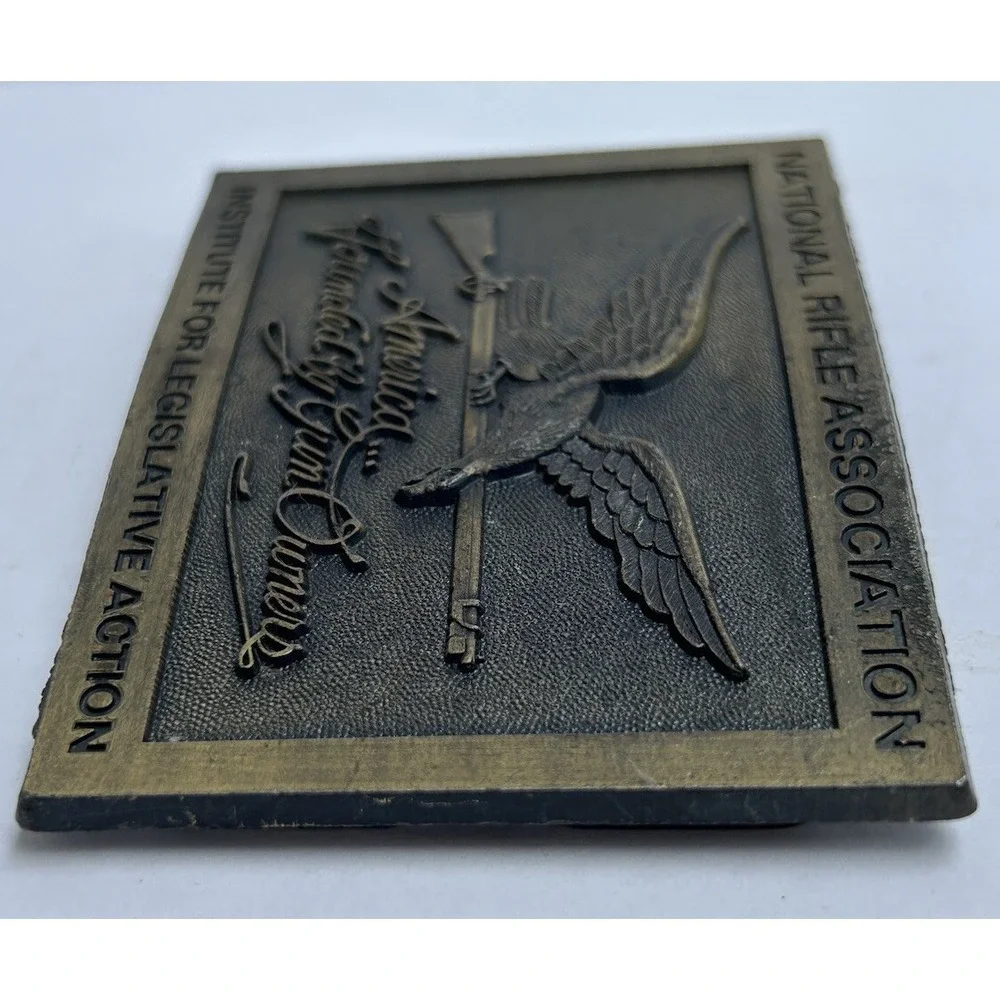 NRA National Rifle Assn Gun‎ Owner 2nd Amendment Right Bear Arm Vtg Belt Buckle